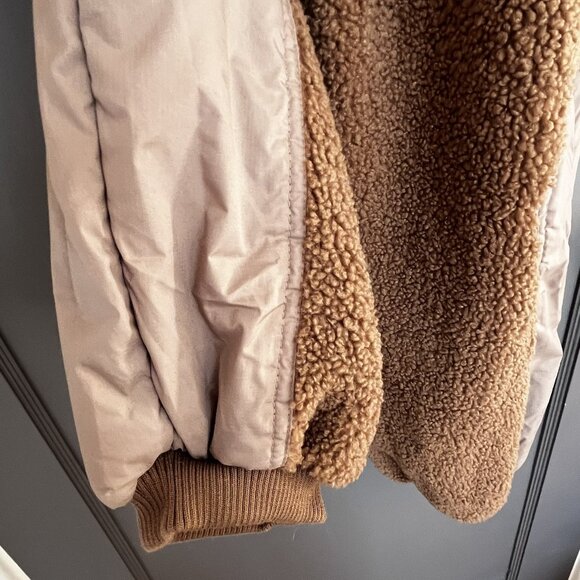 NWT H&M Block-Colored Teddy Joggers Women's Size Small S Tan Fleece High Waist - Picture 8 of 13